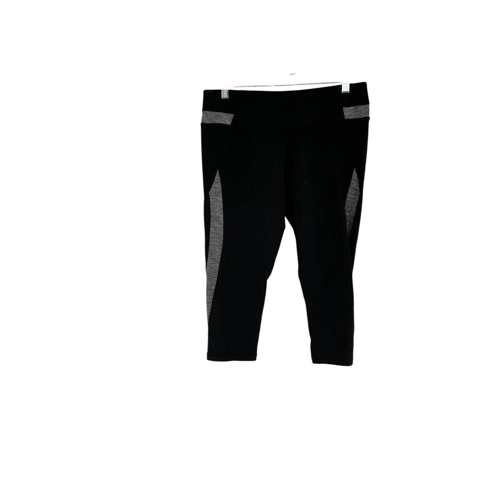 Marika Sport Capri Leggings Women's Size Large YLC0288S Black Grey Athleisure